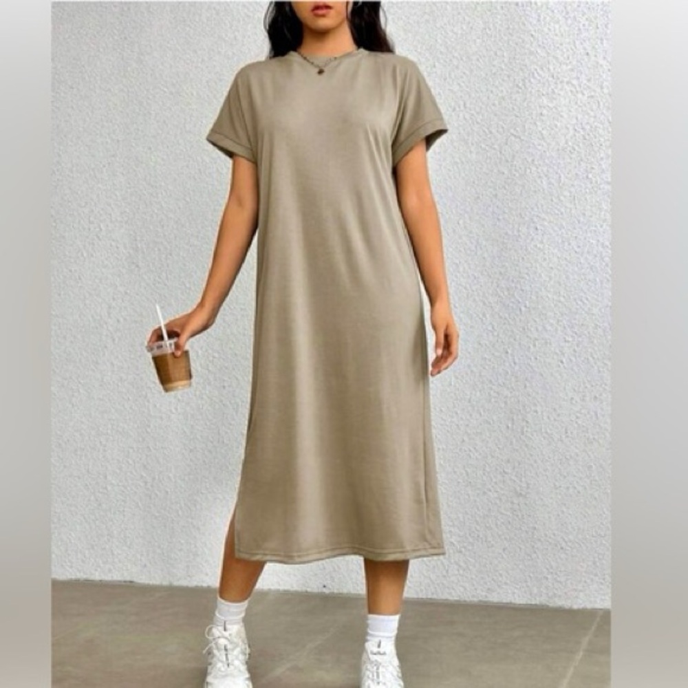 Zara Tee Shirt Side Slit Midi Dress